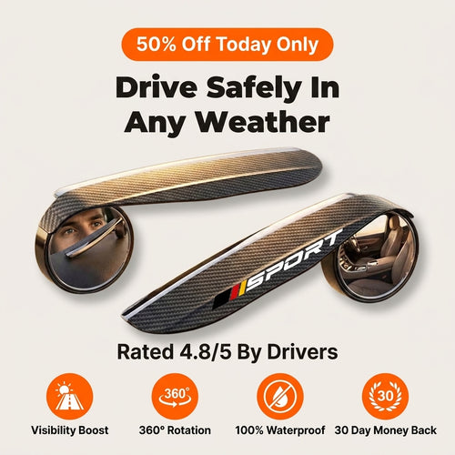 Car Mirror Rain Guard & Blind Spot Mirror — Clearer Visibility In Rain & Tight Driving