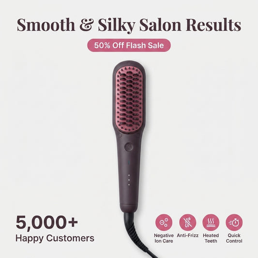 Ionic Hair Straightening Brush - Smooth Silky Hair Without Salon Hassle