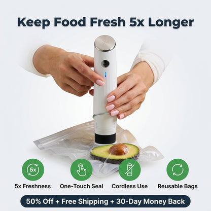 Compact Vacuum Food Sealer — Keeps Food Fresh Up To 5× Longer