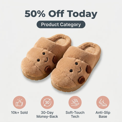 Croissant Plush Slippers — Cozy Warmth Without Boring House Shoes