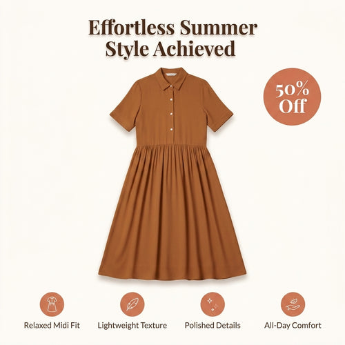 LinenEase Cotton Dress - Breezy Summer Style Without Outfit Stress