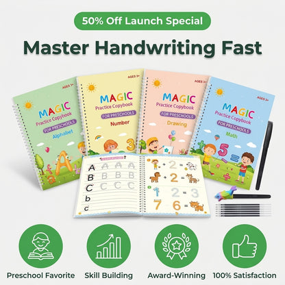 Magic Groove Practice Copybook — Help Kids Learn Writing With Guided Tracing Practice