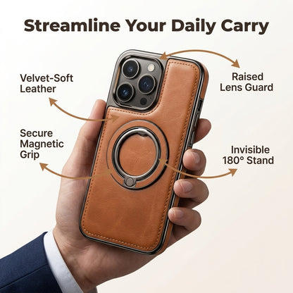 iPhone LuxeLeather Metal Stand Case