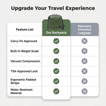 Vacuum Compression Travel Backpack — Pack More Without Checking A Bag