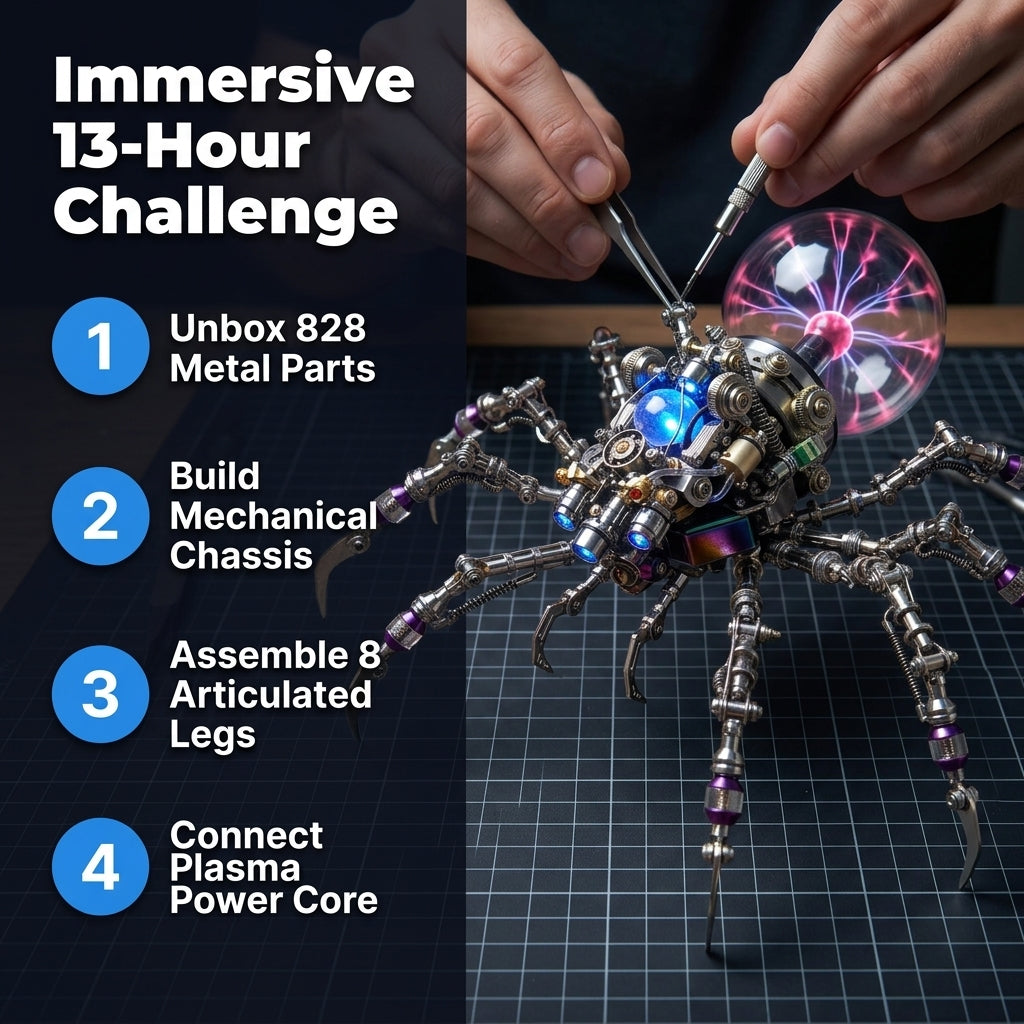 3D Cyberpunk Plasma Spider Puzzle — Build A Glowing Mechanical Display Without Ordinary Shelf Decor