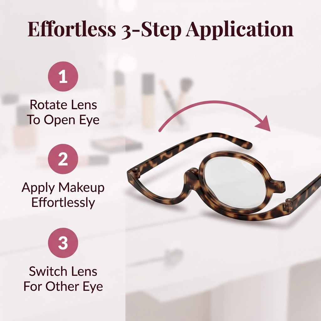 Rotating Makeup Reading Glasses — Apply Makeup Clearly Without Taking Glasses On And Off