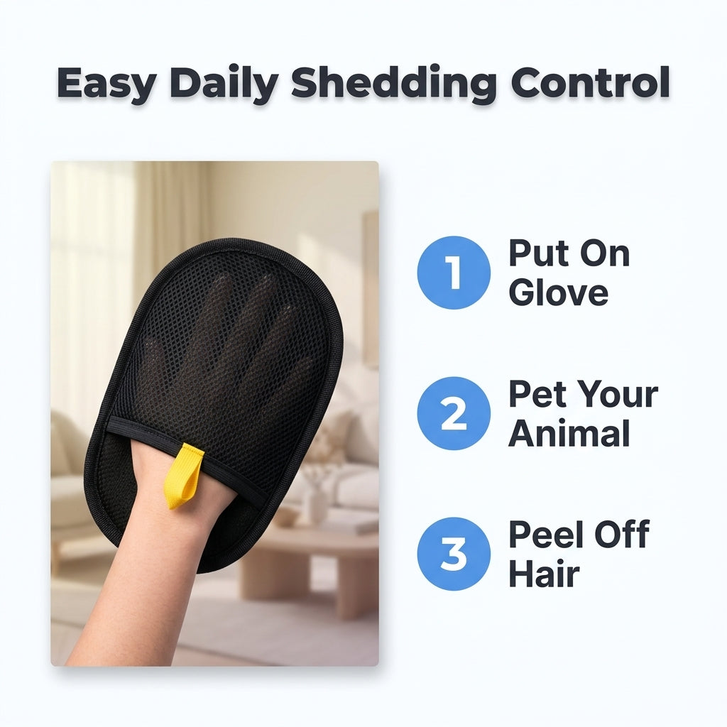 Pet Hair Grooming Glove — Remove Loose Fur Before It Covers Your Home