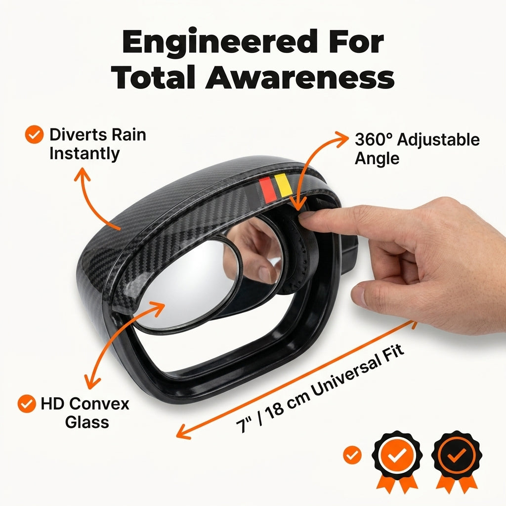 Car Mirror Rain Guard & Blind Spot Mirror — Clearer Visibility In Rain & Tight Driving