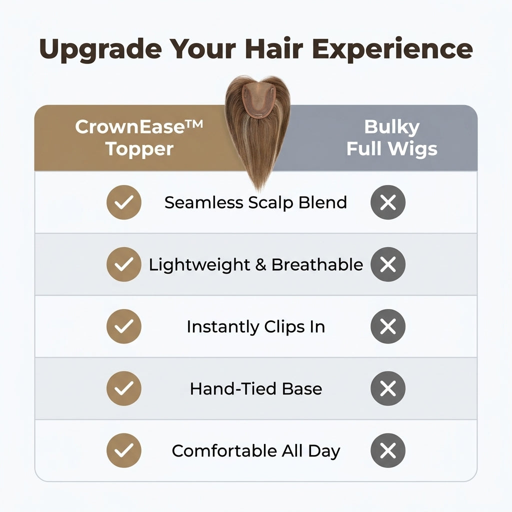 Clip-In Hair Topper — Fuller-Looking Hair And Natural Crown Coverage In Seconds