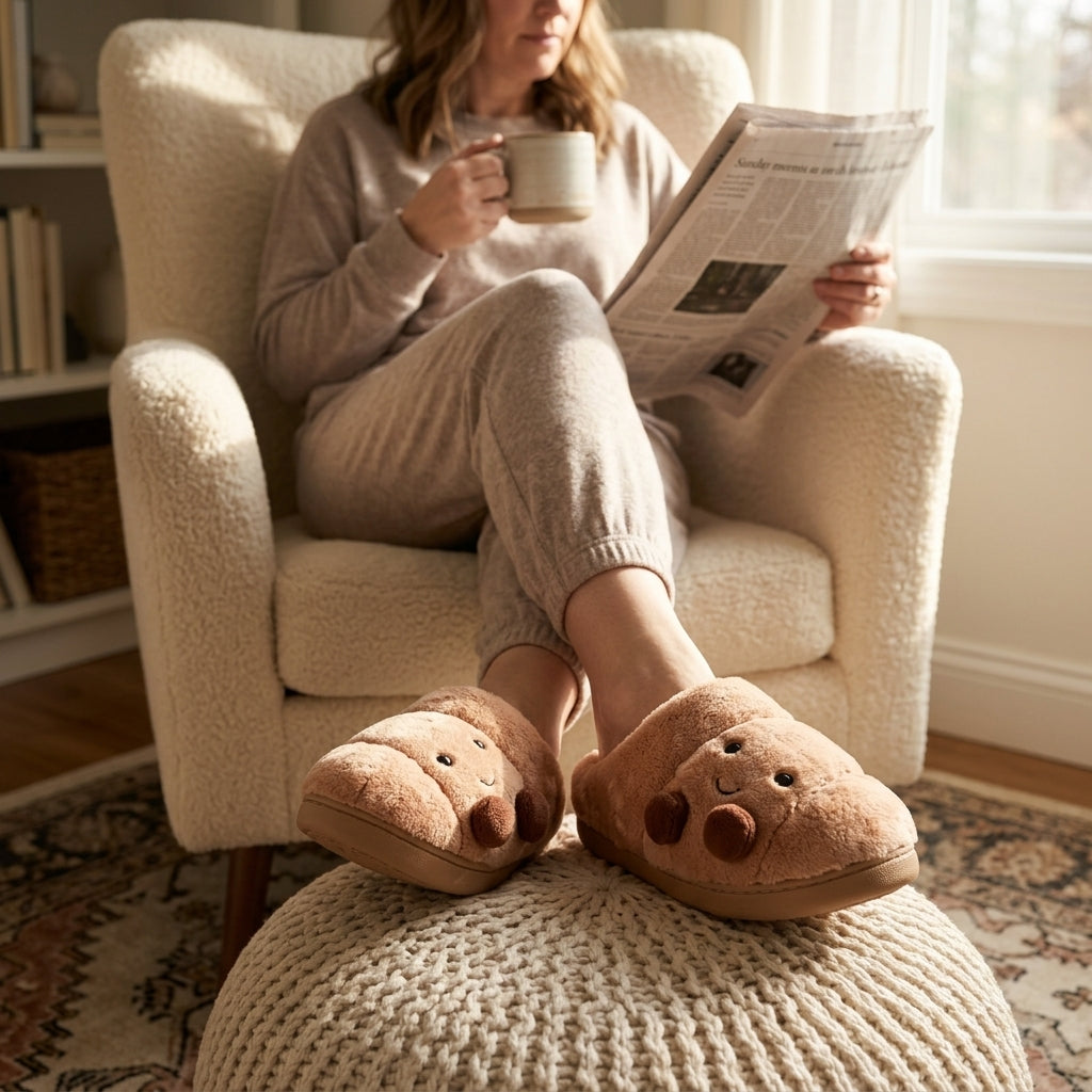 Croissant Plush Slippers — Cozy Warmth Without Boring House Shoes