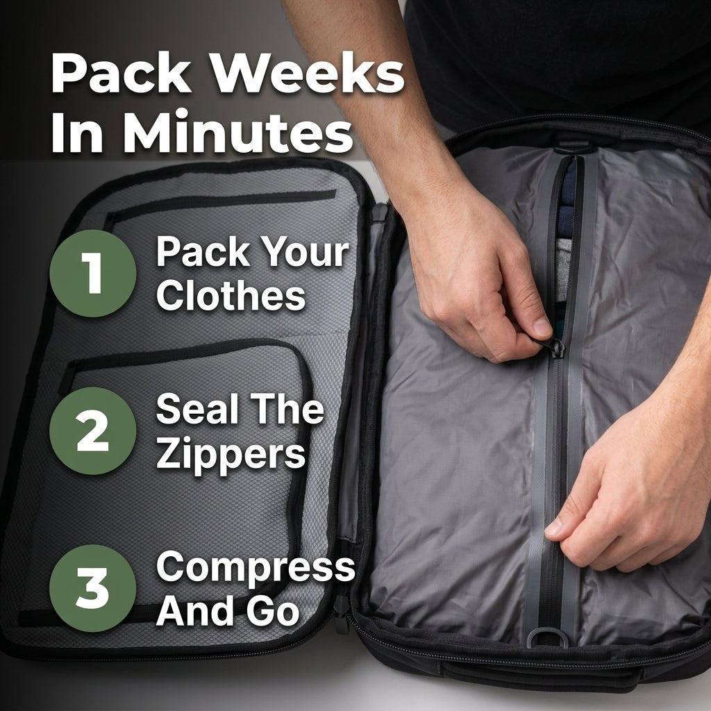 Vacuum Compression Travel Backpack — Pack More Without Checking A Bag