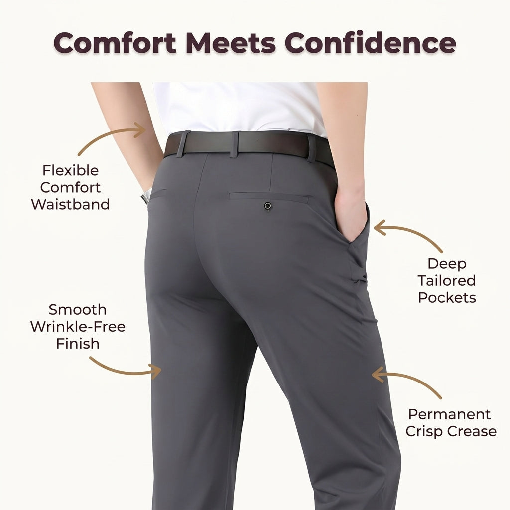 Wrinkle Free Stretch Pants - Breathable and Durable Performance Fabric