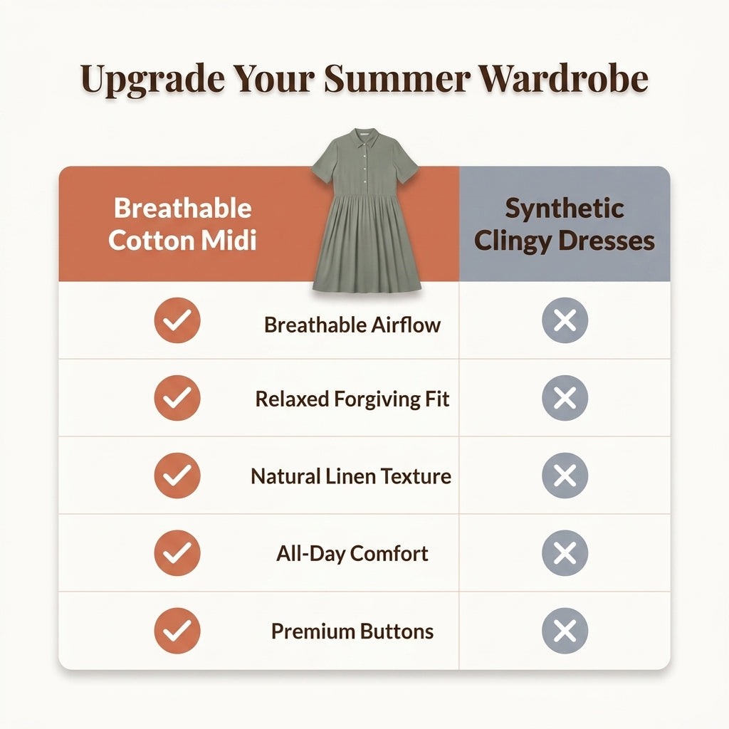 LinenEase Cotton Dress - Breezy Summer Style Without Outfit Stress