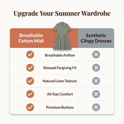 LinenEase Cotton Dress - Breezy Summer Style Without Outfit Stress