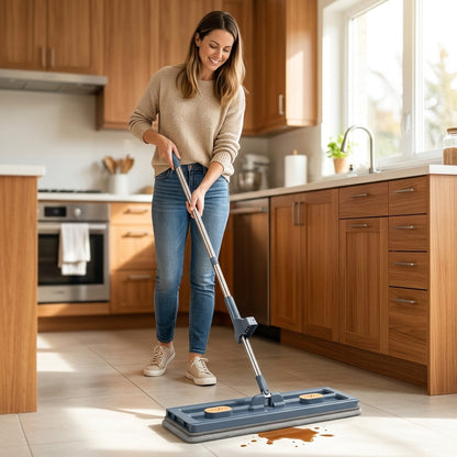 Mop z mikrofibry bez użycia rąk — łatwe sprzątanie bez mokrych dłoni  