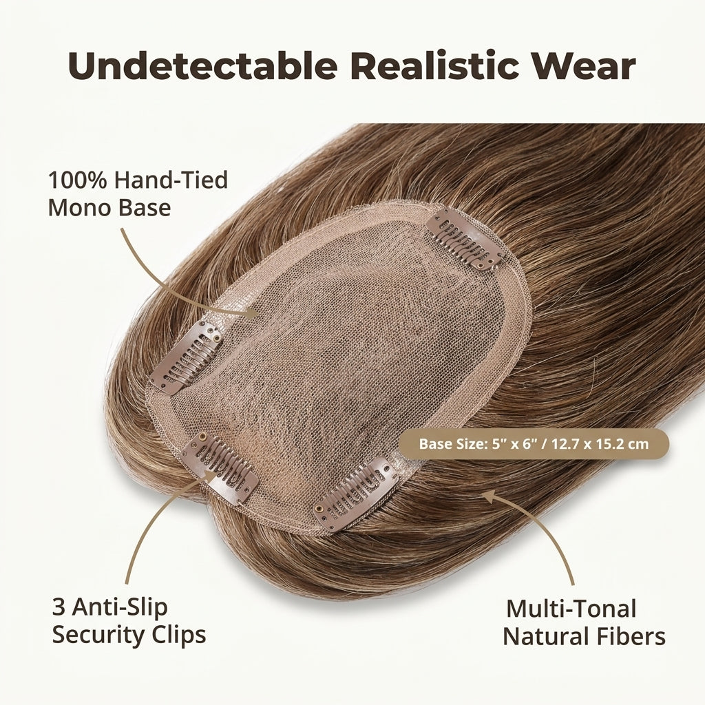 Clip-In Hair Topper — Fuller-Looking Hair And Natural Crown Coverage In Seconds