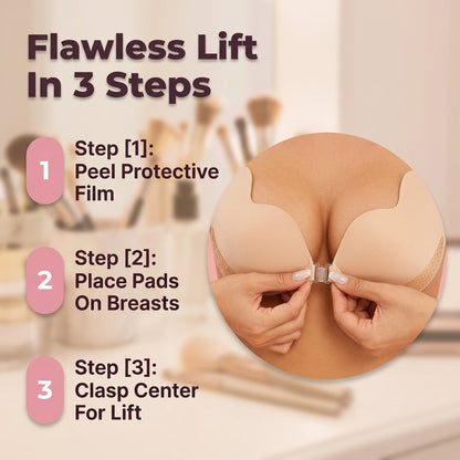 Push-Up Adhesive Bra Pads - Instant Lift Without Straps or Wires