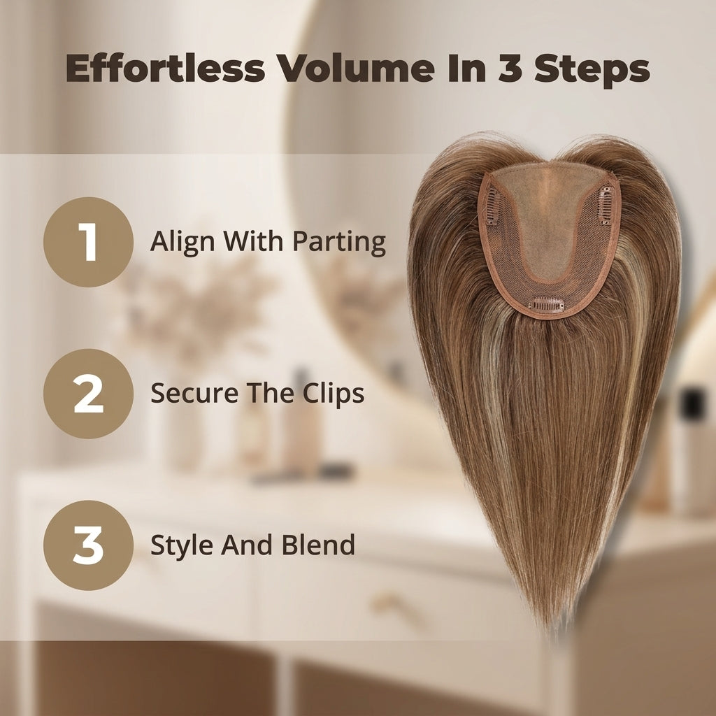 Clip-In Hair Topper — Fuller-Looking Hair And Natural Crown Coverage In Seconds
