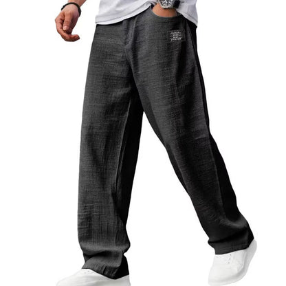Breathable straight-leg trousers for men in black