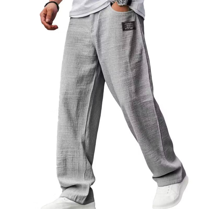 Breathable straight-leg trousers for men in gray