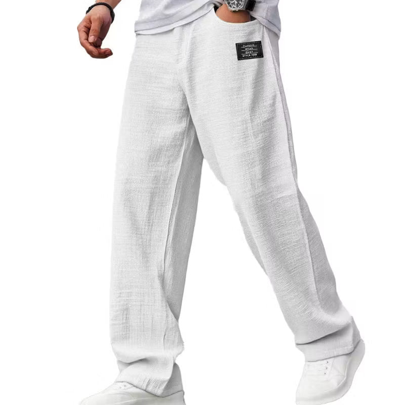 Breathable straight-leg trousers for men in white