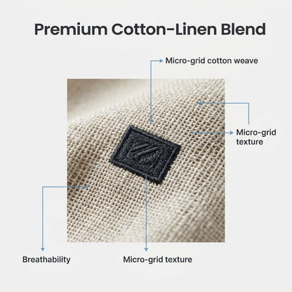 Close-up of the trousers' micro-grid fabric